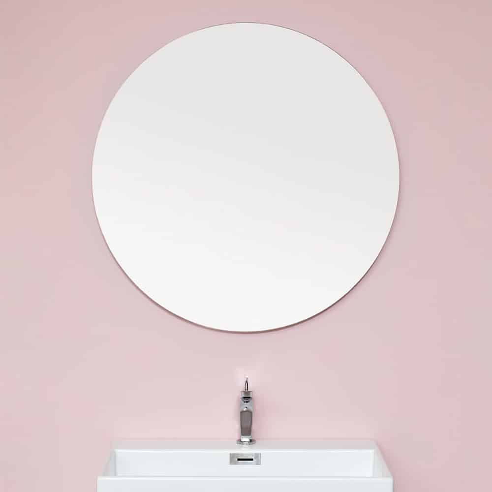 Rundt spejl uden ramme